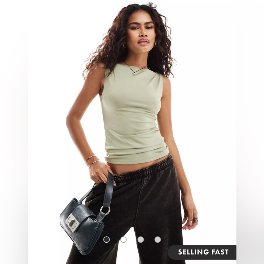 NWOT Weekday Annie boat neck tank top in khaki